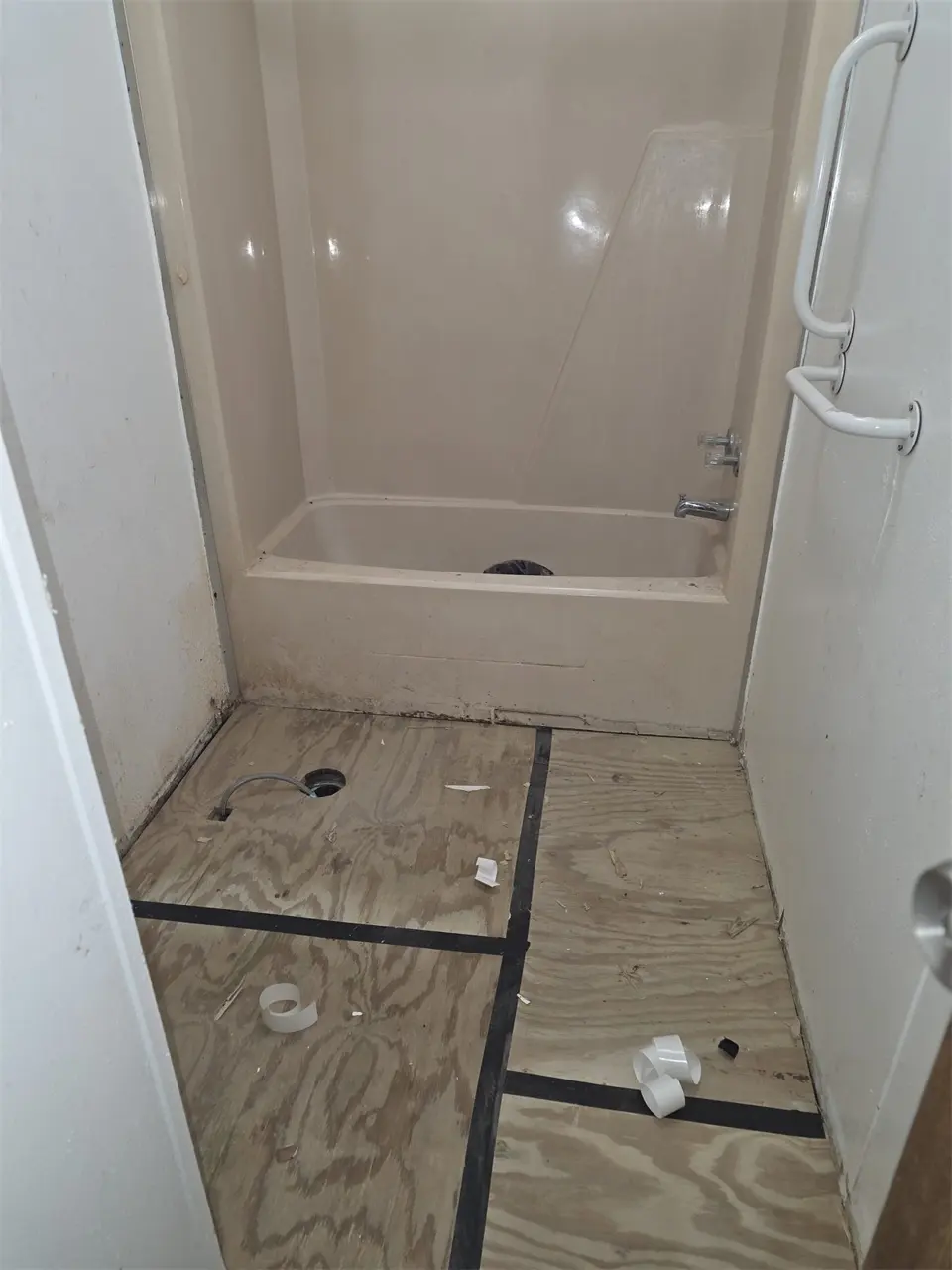 Bathroom renovation after subfloor preparation advanced