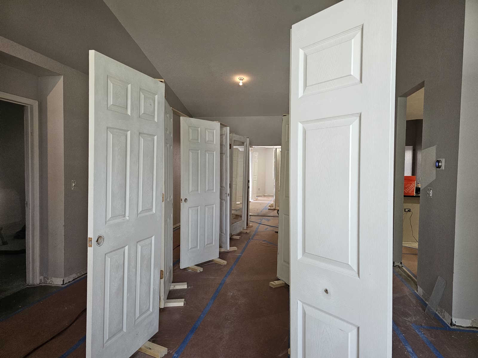 Interior door installation in progress